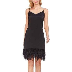Vince Camuto Black Ostrich Feather Slip Dress Size 4